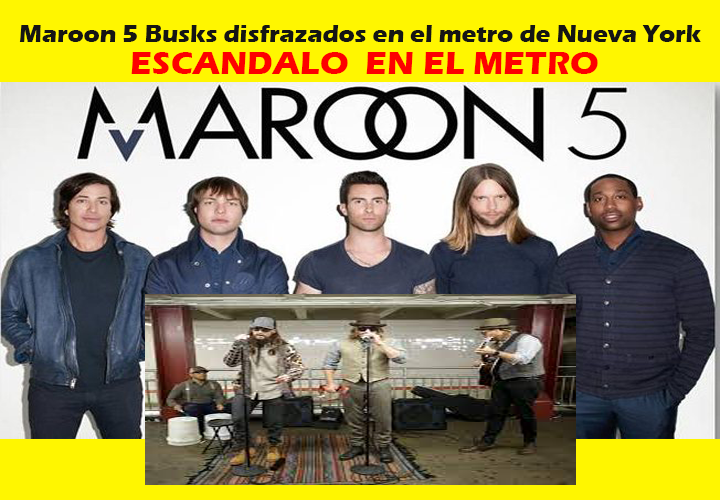 Maroon 5 Busks disfrazados en el metro de Nueva York